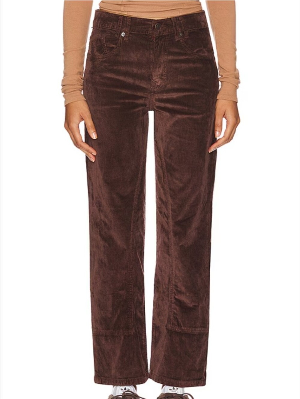 We The Free Corduroy Straight-Leg Pants in Dark Brown Size 26